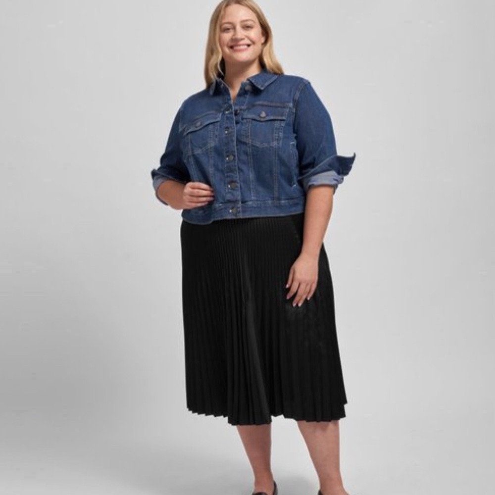 Universal Standard Cybele Kniko Pleated Skirt Size M Black